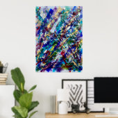 Juweeltoon Abstracte Verfspat Poster (Thuiskantoor)