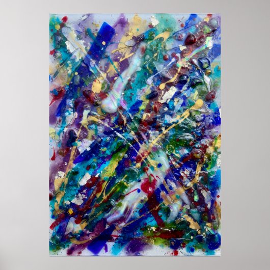 Juweeltoon Abstracte Verfspat Poster (Voorkant)