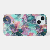 Juweeltoon Bloemmotief iPhone 15 Case (Achterkant horizontaal)