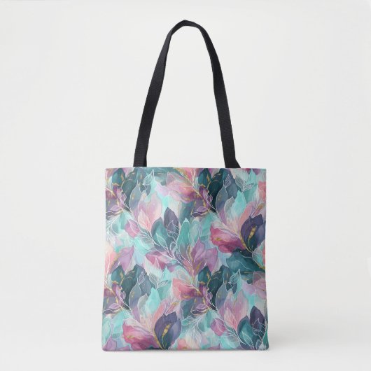 Juweeltoon Bloemmotief Tote Bag (Voorkant)