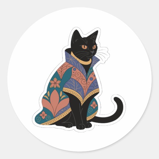 Juweeltoon botanische kat sticker (Voorkant)