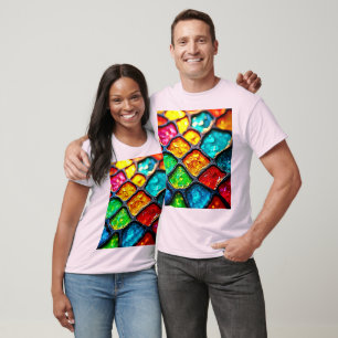 Juweeltoon Gebrandschilderde Kunst Glow Design T-shirt