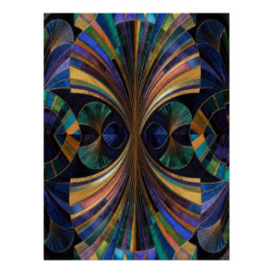 Juweeltoon Pauwblauw Paars Goud Art Deco Perfect Poster