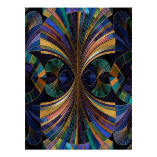 Juweeltoon Pauwblauw Paars Goud Art Deco Perfect Poster