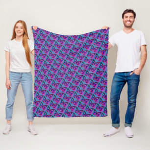 Juweelvlinders in paars en blauw patroon fleece deken