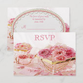 Juwelen, boxen en roze bloemen RSVP (Voorkant / Achterkant)