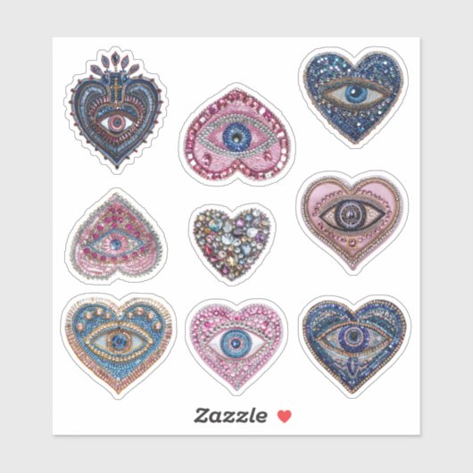 Juwelen Boze Oog Hart Sticker Vel (Vel)