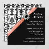  juwelen Buckle Black White Damask Ribbon Kaart (Voorkant / Achterkant)