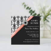  juwelen Buckle Black White Damask Ribbon Kaart (Staand voorkant)