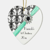  juwelen Buckle Black White Damask Ribbon Keramisch Ornament (Links)