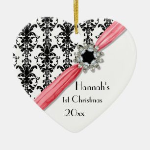 juwelen Buckle Black White Damask Ribbon Keramisch Ornament