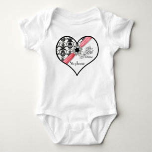  juwelen Buckle Black White Damask Ribbon Romper