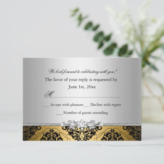 Juwelen Damast Gold & Zilver RSVP (Staand voorkant)