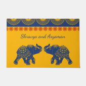 Juwelen Elephants, Golde and Blue Personalized Deurmat (Voorkant)
