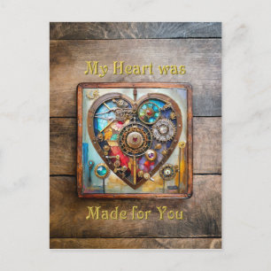Juwelen en Gebrandschilderd Hart Steampunk Serie Briefkaart