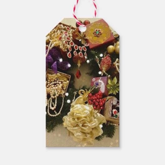 juwelen en gemstone Victoriaans Wreath Cadeaulabel (Voorkant)