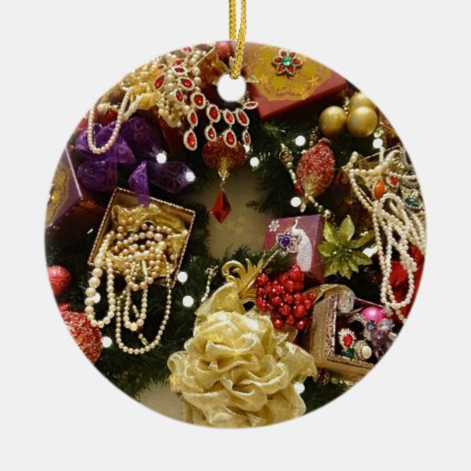  juwelen en gemstone Victoriaans Wreath Keramisch Ornament (Voorkant)