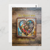 Juwelen en Glas in lood hart Steampunk-serie Briefkaart (Voorkant / Achterkant)