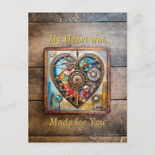 Juwelen en Glas in lood hart Steampunk-serie Briefkaart (Voorkant)
