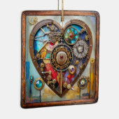Juwelen en Glas in lood hart Steampunk-serie Keramisch Ornament (Rechts)