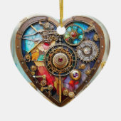 Juwelen en Glas in lood hart Steampunk-serie Keramisch Ornament (Voorkant)
