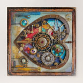 Juwelen en Glas in lood hart Steampunk-serie Legpuzzel (Horizontaal)