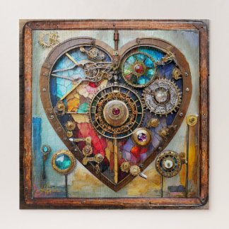 Juwelen en Glas in lood hart Steampunk-serie Legpuzzel