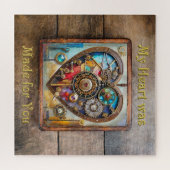 Juwelen en Glas in lood hart Steampunk-serie Legpuzzel (Horizontaal)