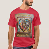 Juwelen en Glas in lood hart Steampunk-serie T-shirt (Voorkant)