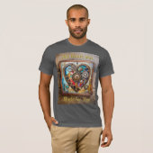 Juwelen en Glas in lood hart Steampunk-serie T-shirt (Voorkant volledig)