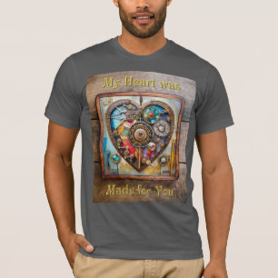 Juwelen en Glas in lood hart Steampunk-serie T-shirt