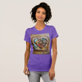 Juwelen en Glas in lood hart Steampunk-serie T-shirt (Voorkant volledig)