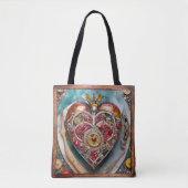 Juwelen en Glas in lood hart Steampunk-serie Tote Bag (Voorkant)