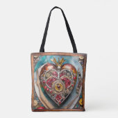 Juwelen en Glas in lood hart Steampunk-serie Tote Bag (Achterkant)