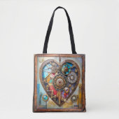 Juwelen en Glas in lood hart Steampunk-serie Tote Bag (Voorkant)