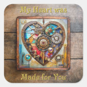 Juwelen en Glas in lood hart Steampunk-serie Vierkante Sticker (Voorkant)