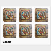 Juwelen en Glas in lood hart Steampunk-serie Vierkante Sticker (Vel)