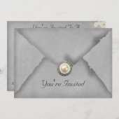 Juwelen en kant grijze feestuitnodiging kaart (Voorkant / Achterkant)