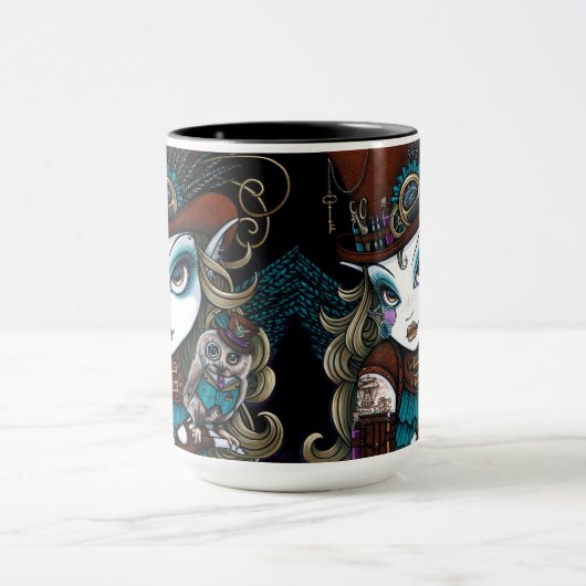 Juwelen en Vern Steampunk Angel met Owl Familiar Mok (Midden)