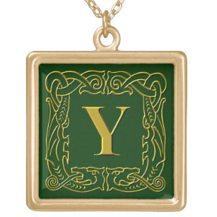 Juwelen - Ketting - Keltische draak-met "Y" omgeve