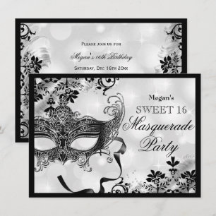 Juwelen Masker & Damast Zilveren Masquerade Sweet  Kaart