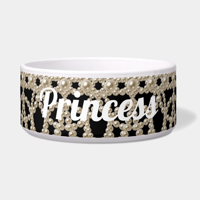 Juwelen parelprinses Custom Ceramic Pet Bowl Voerbakje (Voorkant)