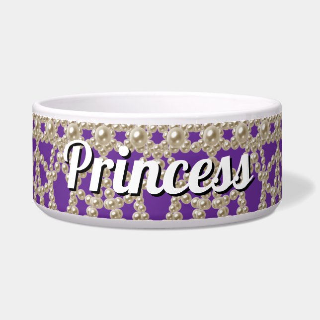 Juwelen Parels Prinses Keramische Pet Bowl Voerbakje (Voorkant)
