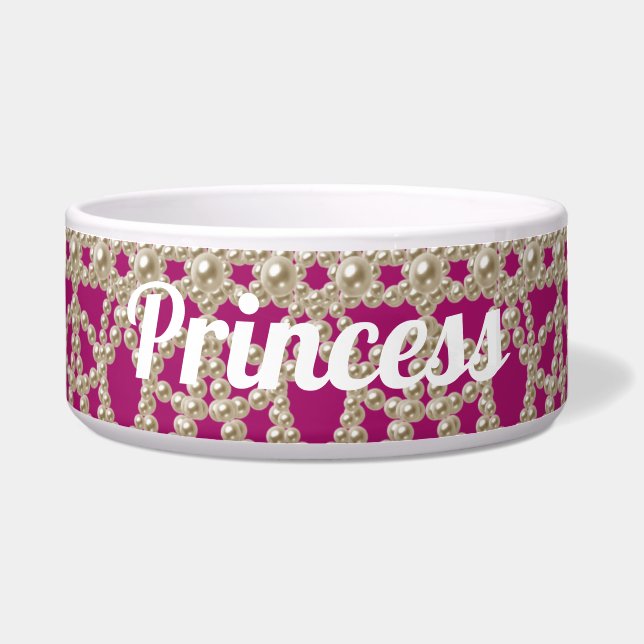 Juwelen Parels Prinses Keramische Pet Bowl Voerbakje (Voorkant)