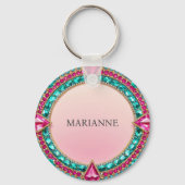 Juwelen Roze en Turkoois Sleutelhanger (Voorkant)