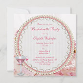 Juwelen, Roze Martini & Flowers Bachelorette Party Kaart (Achterkant)