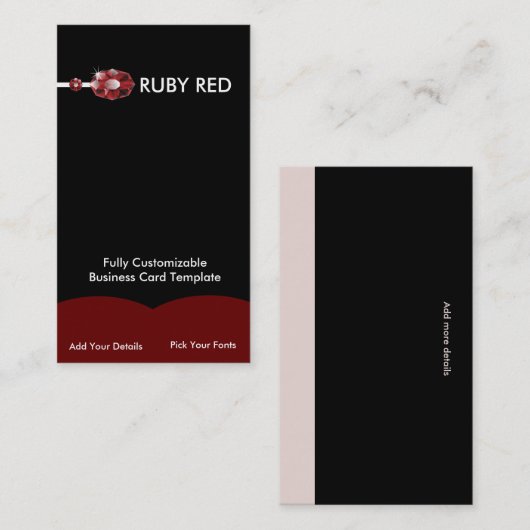 Juwelen Ruby - Red Ruby Rhinestone Logo Visitekaartje (Voorkant / Achterkant)