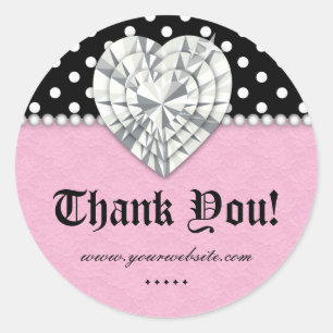 Juwelen Stippen Pearl Kant Hart Roze Dank u Ronde Sticker