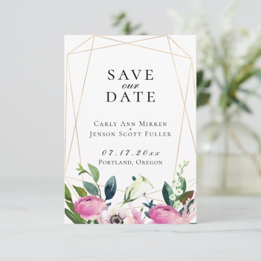 Juwelen Tuin Bloemige Save The Date Aankondiging (Staand voorkant)
