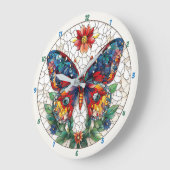 Juwelen Tuin Glas in lood Vlinder Bloemen Grote Klok (Hoek)